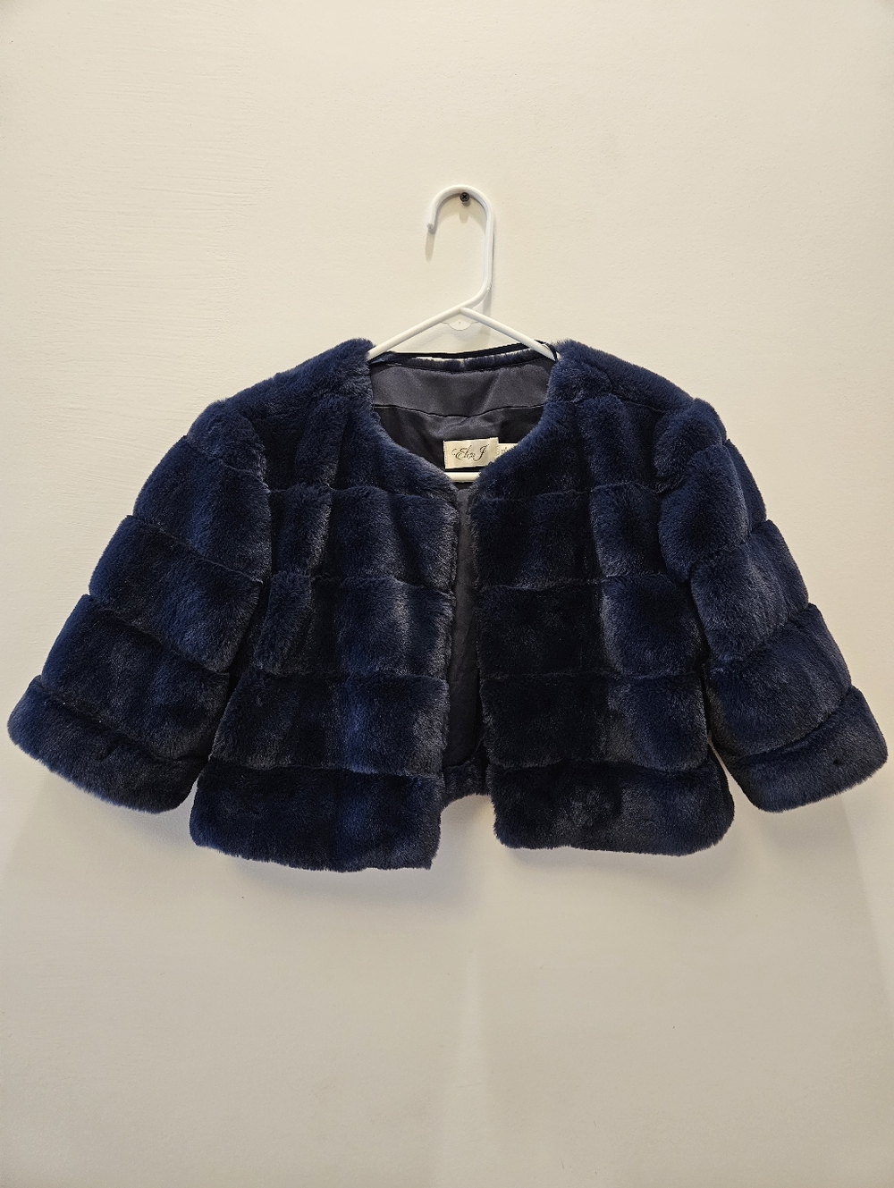 Women’s Blue Faux Fur Cropped Jacket